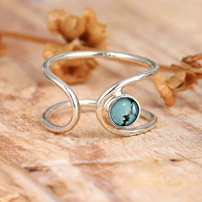 Imitation natural stone open adjustable simple line ring for women