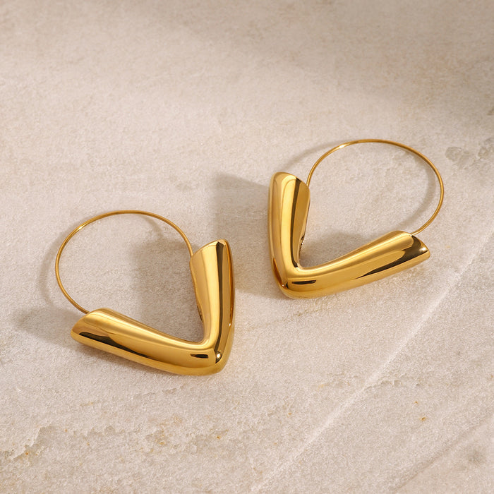 Stainless steel 18K gold plated geometric hollow earrings design niche earrings