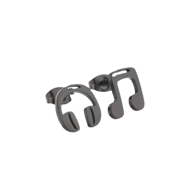 Headphone and Music Note Stainless Steel Stud Earrings - Simple and Stylish Geometric Jewelry