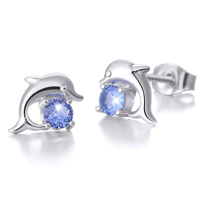 Dolphin earrings sweet mini zircon earrings for women