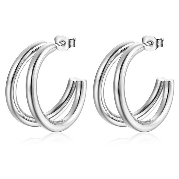 Light luxury geometric titanium steel earrings trendy stainless steel women's earrings