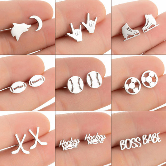 Rugby skate earrings, simple and fashionable cloud geometric letter earrings niche foreign trade wholesale