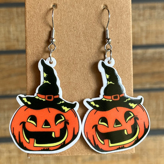 Halloween black cat acrylic earrings - wallojewerly 