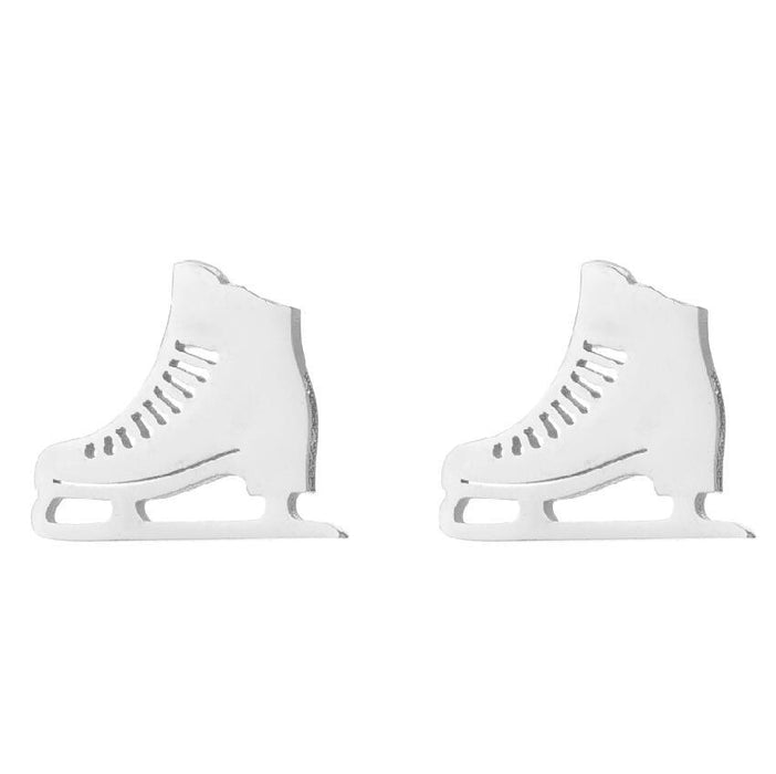 Creative Ice Skate Stainless Steel Stud Earrings - Winter-Themed Sporty Jewelry