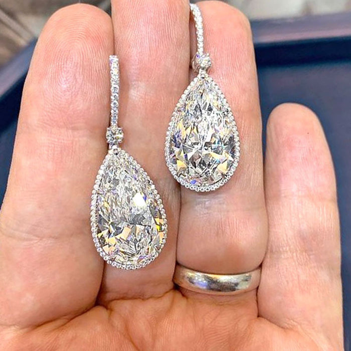 Pendientes de gota de agua con circonitas brillantes para mujer