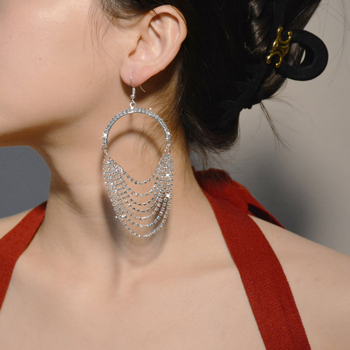 Pendientes de borlas de moda: joyas coreanas con diamantes de imitación para mujer