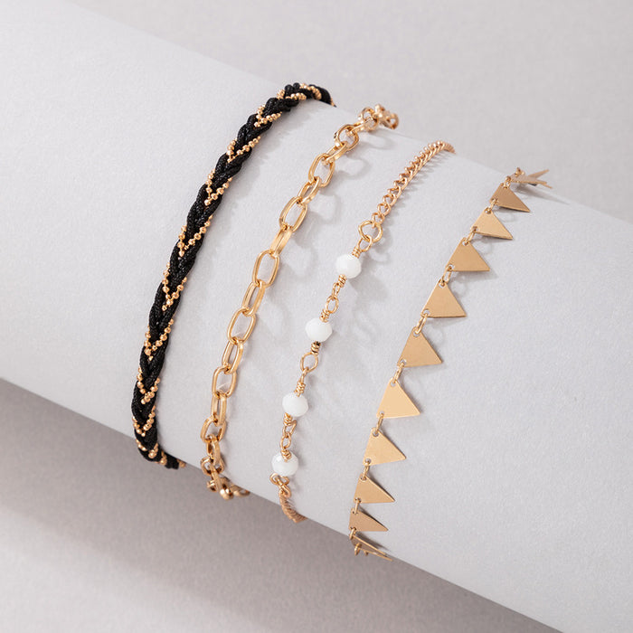 Beach-Style Triangular Multi-Layer Anklet with Geometric Design