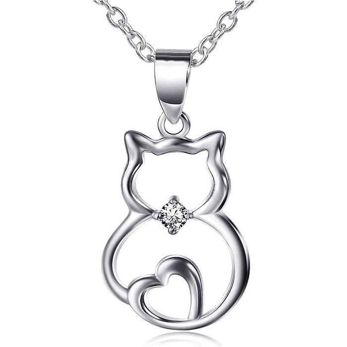 Hollow Kitten Pendant Japanese and Korean Style Heart Shaped Accessory Necklace