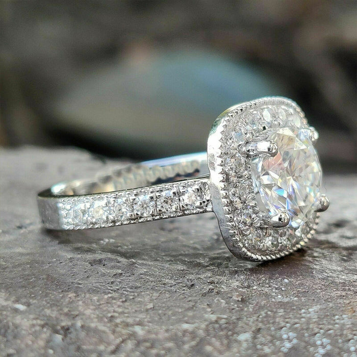 Anillo de oro blanco bañado en cobre con circonitas, anillo de bodas clásico europeo y americano