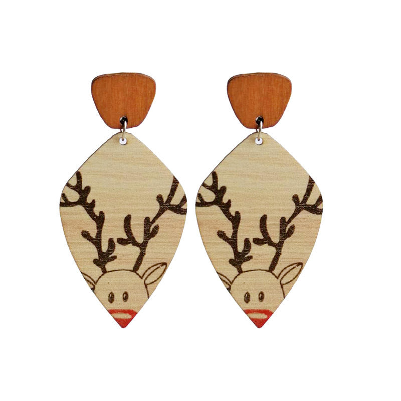 Wooden Christmas earrings - wallojewerly 