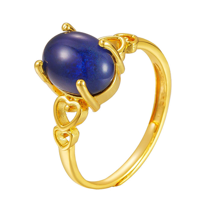 Wholesale copper diamond-set temperature-sensitive oval cabochon open ring