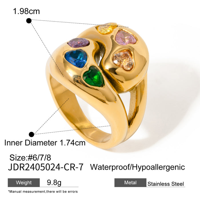 Exquisite 18K Gold Plated Stainless Steel Ring with Wavy Design