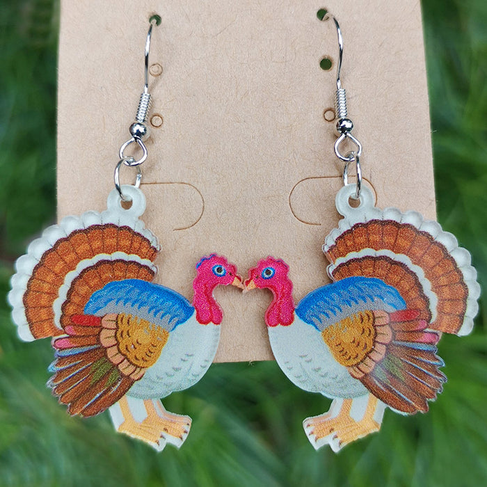 Thanksgiving Acrylic Turkey Earrings