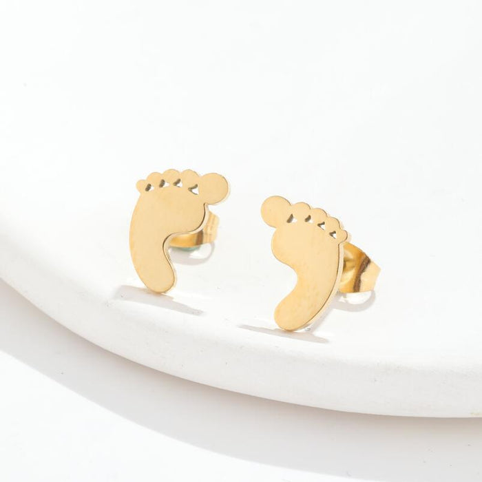 Baby Footprint Stainless Steel Stud Earrings - Cute and Heartfelt Jewelry for Mothers