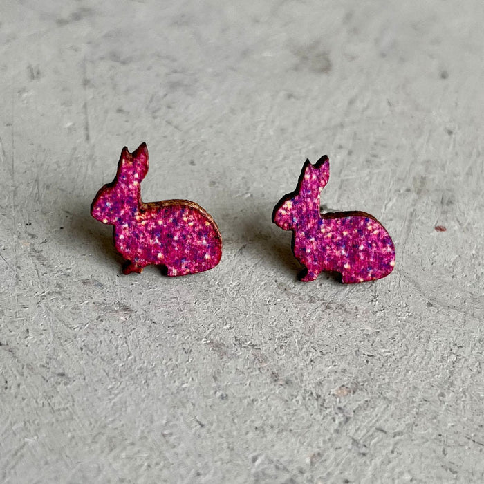 Wooden rabbit earrings