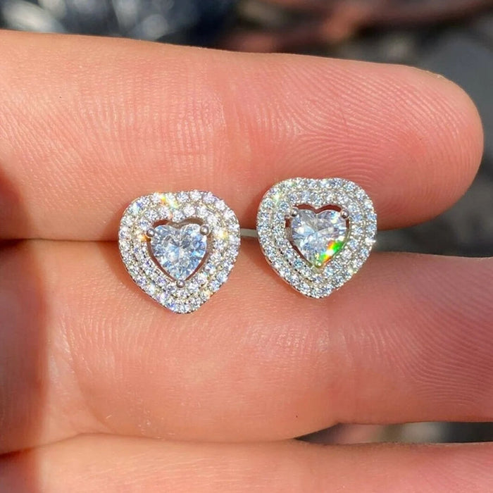 Korean style temperament mini heart-shaped earrings exquisite and small autumn and winter all-match earrings - wallojewerly 