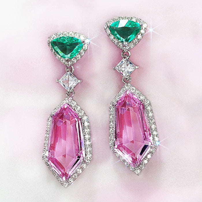 3A zircon imitation crystal earrings