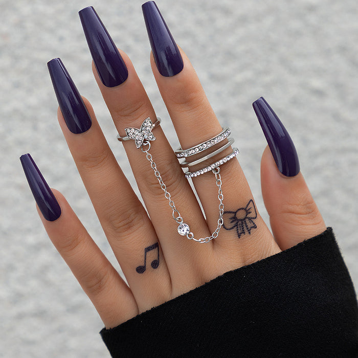 Colorful alloy snake shape seven-piece ring set