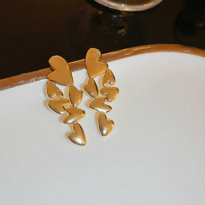 Irregular metal earrings heart design shiny earrings