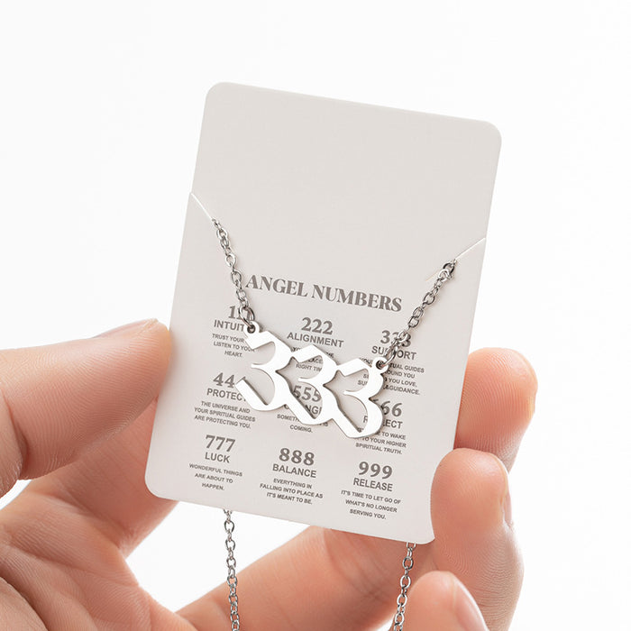 Angel Number Sweater Chain, Vintage 000-999 Stainless Steel Pendant Necklace Wholesale