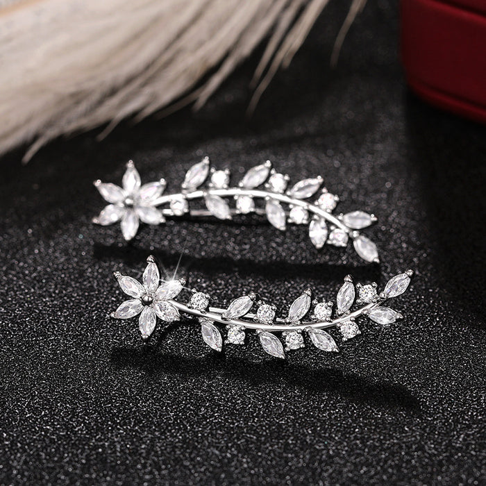 Diamond flower earrings