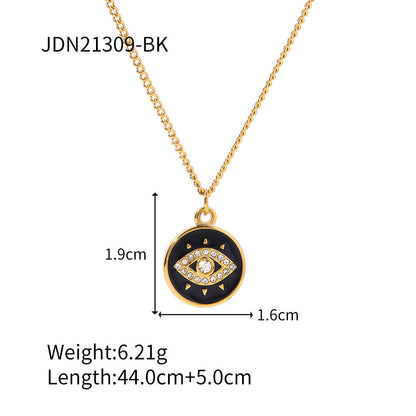 Stainless steel gold-plated devil eye necklace - wallojewerly 