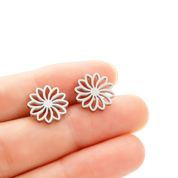 Daisy Flower Stainless Steel Stud Earrings - Delicate and Elegant Jewelry