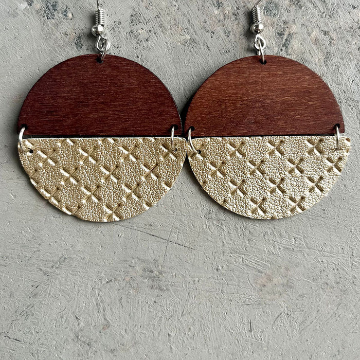 Wooden cross earrings