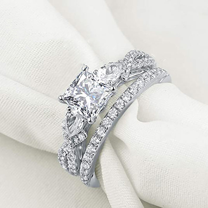 High-end four-claw square couple rings quadrilateral atmospheric fashion ring