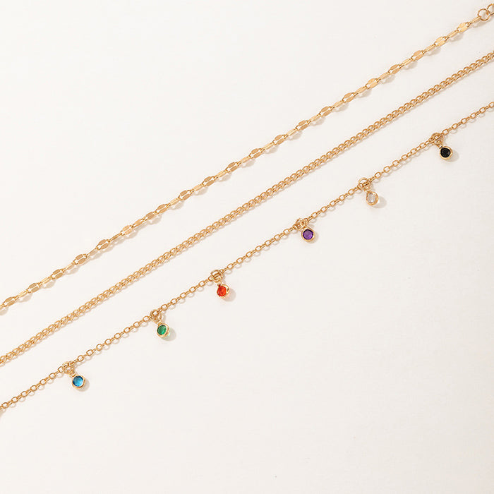 Blue Stone Anklet - Single Layer Geometric Jewelry