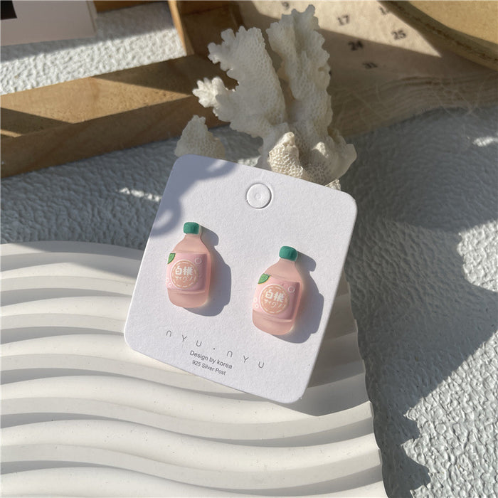 Creative beverage bottle earrings internet celebrity cute earrings