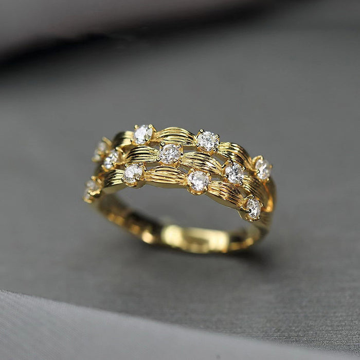 Anillo de corazón de cuatro garras, anillo brillante de moda para damas