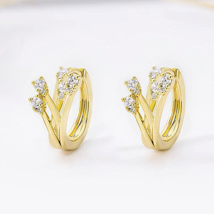 Hollow heart earrings micro inlaid sweet heart-shaped earrings for women