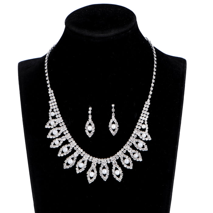 Bridal Rhinestone Necklace Set - Classic Jewelry for Weddings and Photoshoots