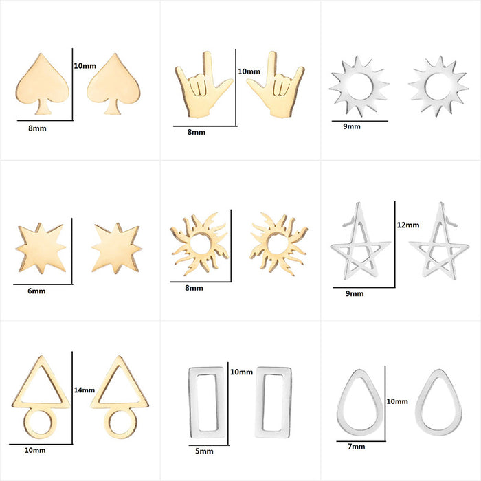 Love earrings, Amazon fashion new ins geometric one-week earrings triangle round square simple