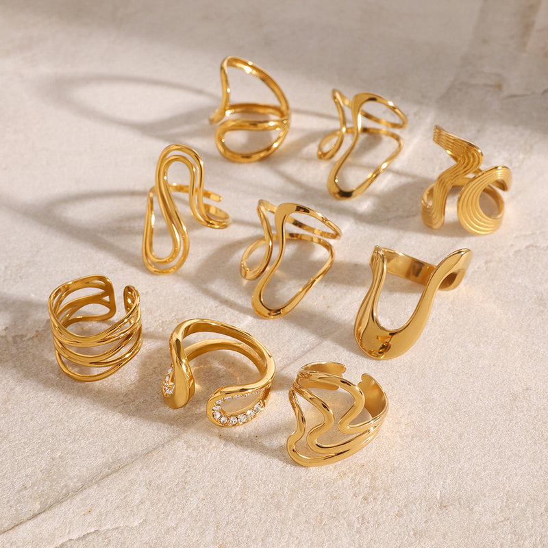 Stainless steel gold exaggerated ring