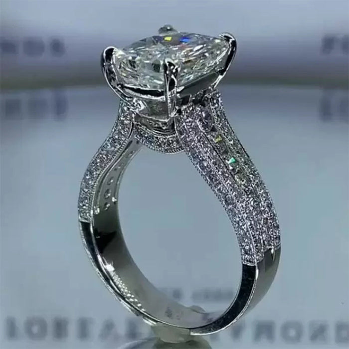 Korean style simple wedding diamond ring female diamond plated platinum ring