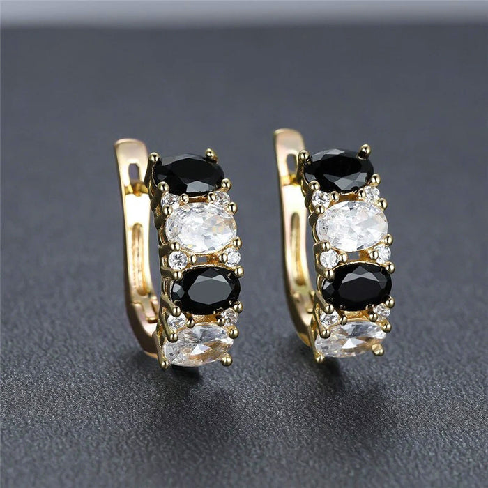 Black zircon ear clip unique temperament earrings