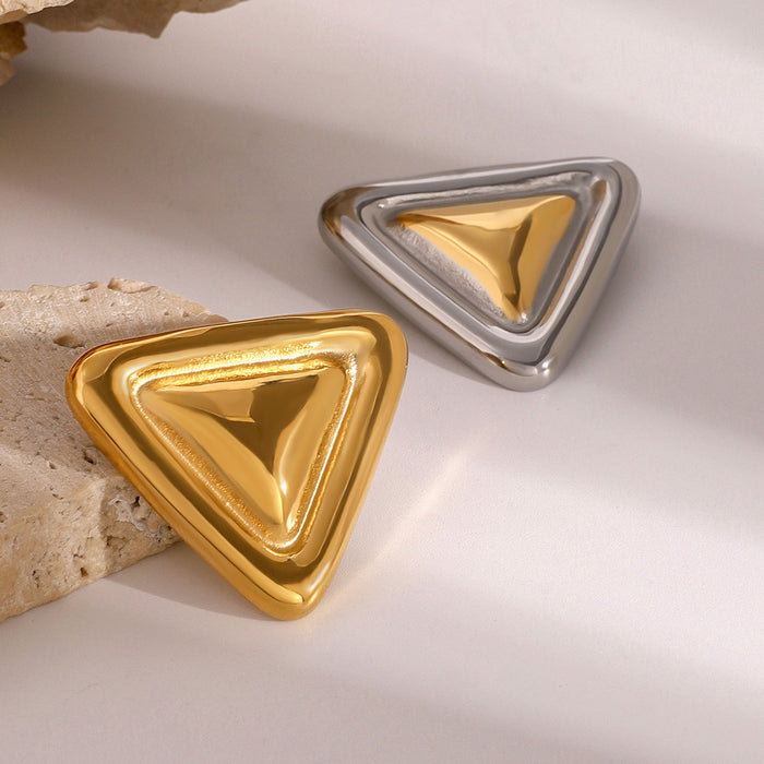 Gold and silver chubby geometric brooch High-grade simple stainless steel autumn and winter coat accessories