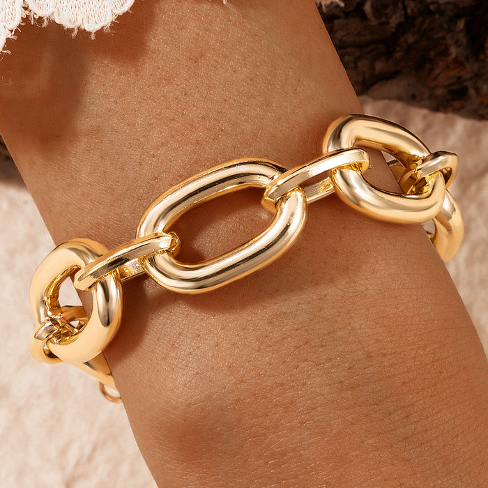 Geometric Chunky Chain Bracelet Set - Two-Piece Collection