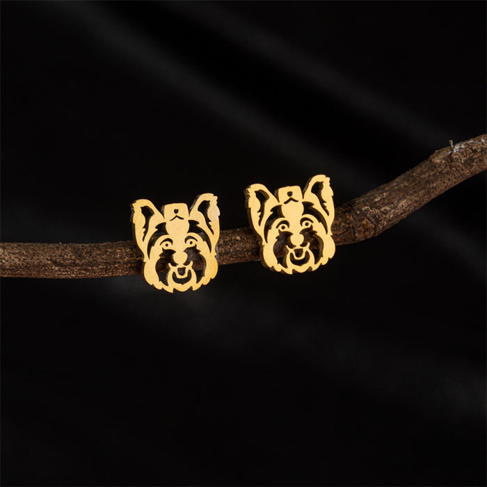 Dog Design Stainless Steel Stud Earrings - Cute and Stylish Animal Jewelry