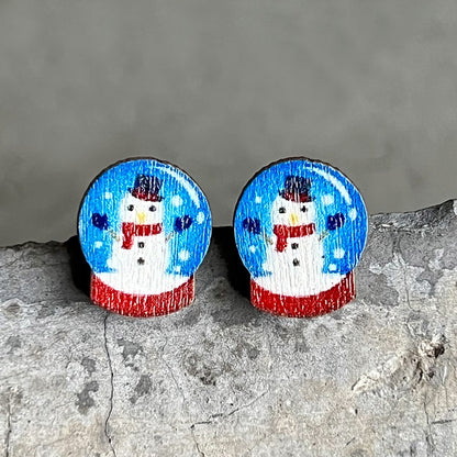 Wooden Christmas Gingerbread Man Earrings