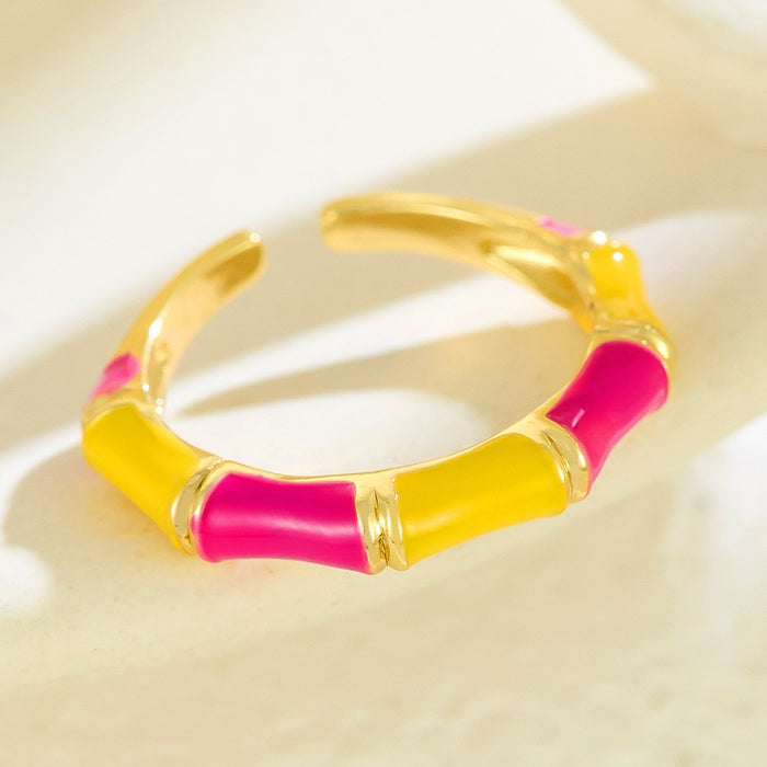 Wholesale copper enamel rainbow dopamine bamboo rings