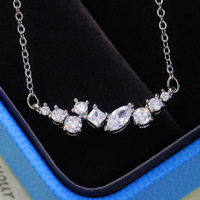 Zircon Pendant Necklace Platinum Plated Necklace