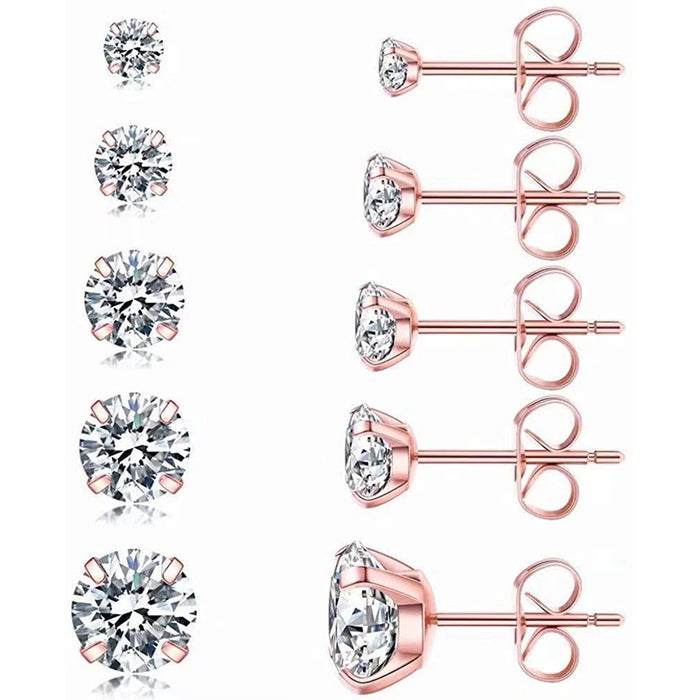 Round claw earrings, zircon vacuum plated ear hooks, simple diamond earrings