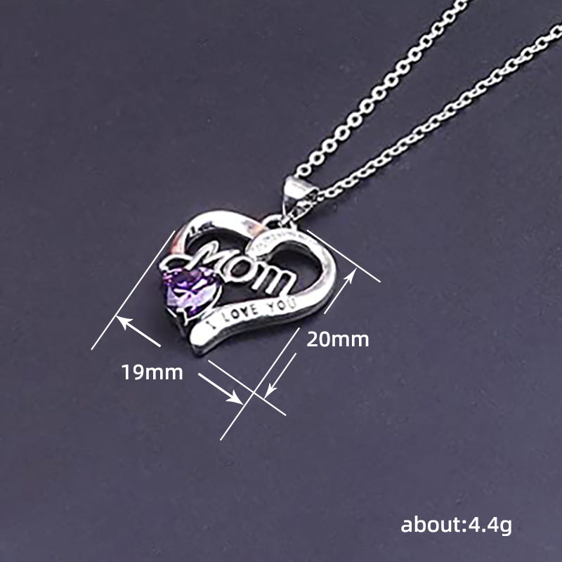 I love you mom engraved pendant women's clavicle necklace - wallojewerly 