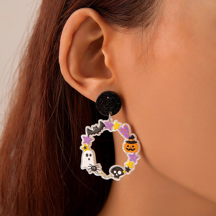 Cartoon cat earrings Halloween lips teeth ghost face earrings