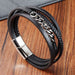 Bracelet Stainless Steel Vintage Braided Genuine Leather