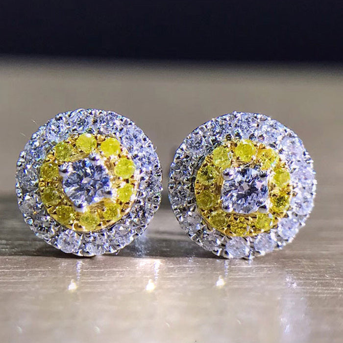 Yellow diamond zircon earrings earrings wholesale