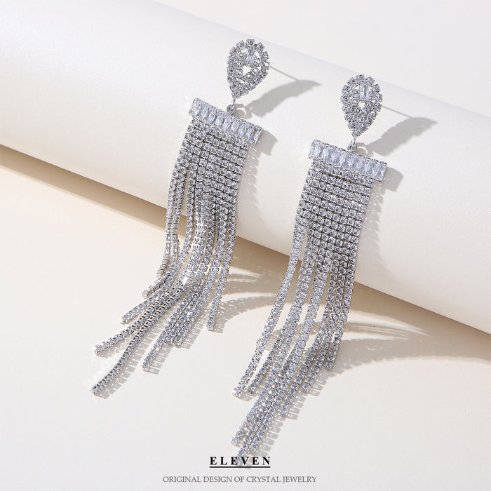 Luxury Micro Inlay Zircon Earrings - S925 Silver Tassel Dangles for a Sophisticated Look